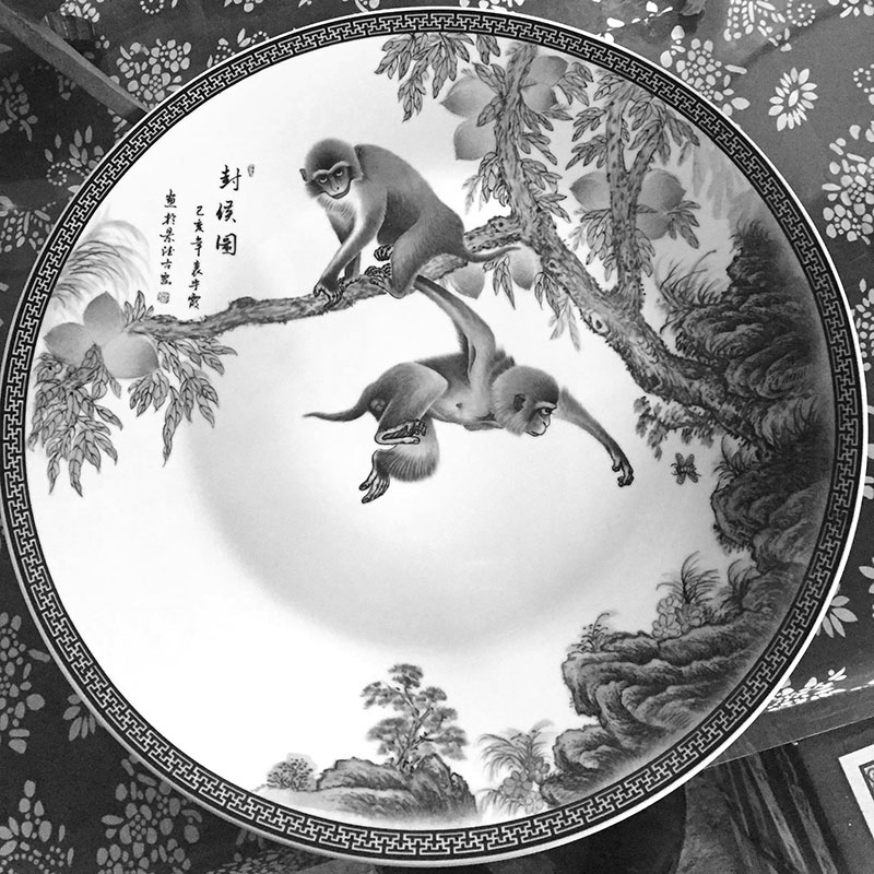 纯手绘画工制作瓷盘摆件